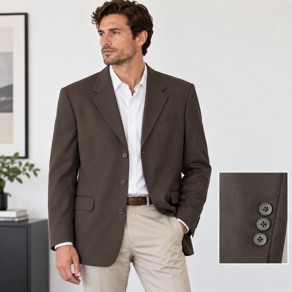 Burberry London Sport Coat Mens 41R Fits 40S Brown Wool Blazer Classic Luxury
